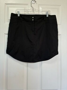 Adidas 3 Stripe Skort Womens 16 Plus Black Pockets Scoop Hem Golf Activewear